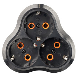 Разветвитель сетевой 3-местный с/з STEKKER ADP16-23-21, 250V, 16A, ABS пластик, черный