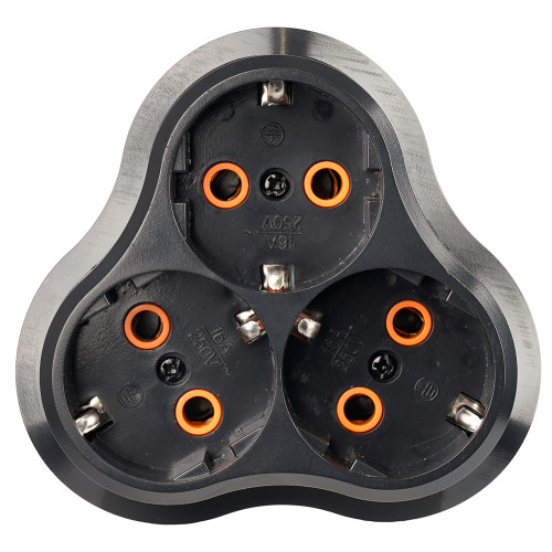 Разветвитель сетевой 3-местный с/з STEKKER ADP16-23-21, 250V, 16A, ABS пластик, черный