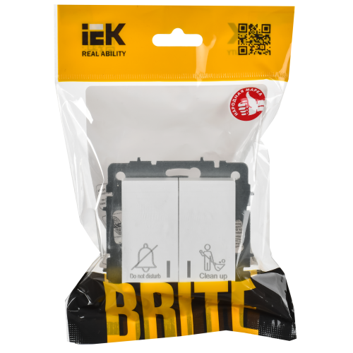 BRITE Выключатель 2-клавишный с индикацией для отелей 10А ВС10-2-9-БрАБ арктический белый IEK BRITE Выключатель 2-клавишный с индикацией для отелей 10А ВС10-2-9-БрАБ арктический белый IEK