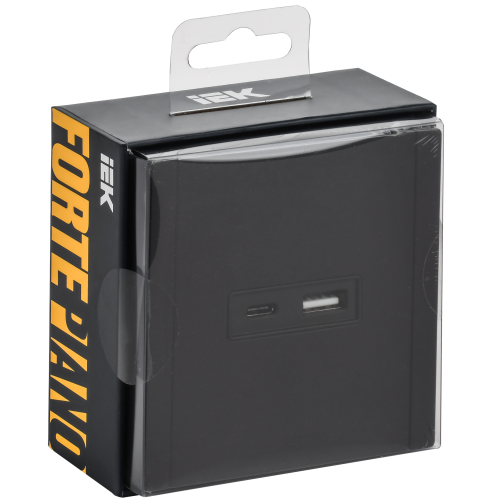 FORTE&PIANO Розетка USB A+C 3,1А FP150M металл черный IEK FORTE&PIANO Розетка USB A+C 3,1А FP150M металл черный IEK