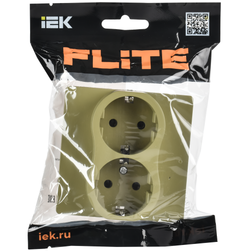 FLITE Розетка 2-местная с заземлением без защитных шторок безвинтовое крепление 16А РС12-1-К-ФлО оливковый IEK FLITE Розетка 2-местная с заземлением без защитных шторок безвинтовое крепление 16А РС12-1-К-ФлО оливковый IEK