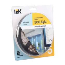 Лента светодиодная ECO LED LSR-3528W60-4.8-IP20-12V 5Вт/м (уп.5м) бел. IEK LSR1-2-060-20-1-05