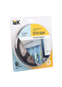 Лента светодиодная ECO LED LSR-3528W60-4.8-IP20-12V 5Вт/м (уп.5м) бел. IEK LSR1-2-060-20-1-05