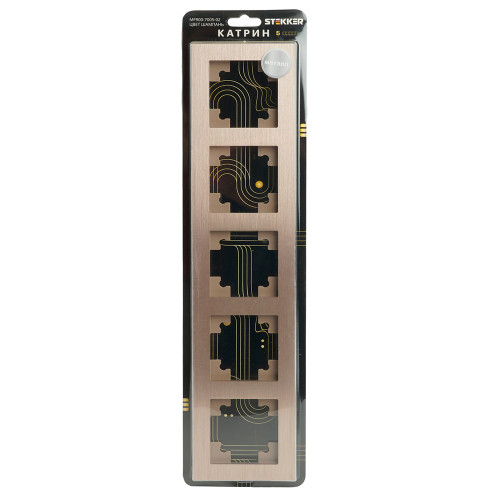 Рамка 5-местная, металл, STEKKER, MFR00-7005-02, серия Катрин, шампань Рамка 5-местная, металл, STEKKER, MFR00-7005-02, серия Катрин, шампань