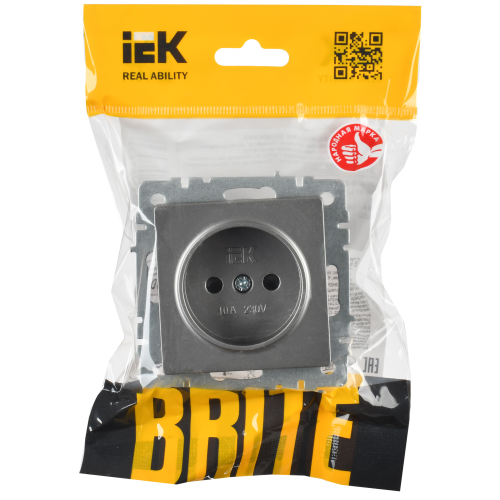 BRITE Розетка 1-местная без заземления с защитными шторками 10А РСш10-2-БрС сталь IEK BRITE Розетка 1-местная без заземления с защитными шторками 10А РСш10-2-БрС сталь IEK