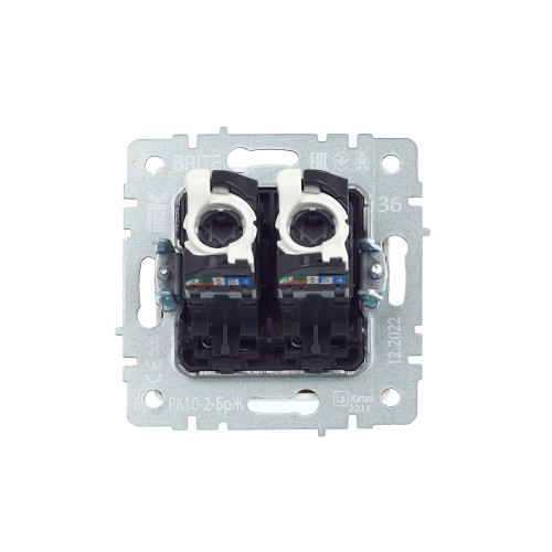 BRITE Розетка компьютерная двойная кат.5E RJ45 РК10-2-БрЖ жемчуг IEK