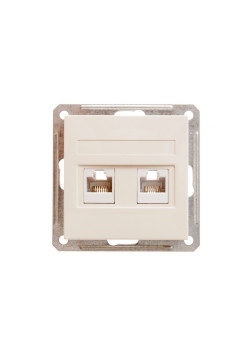 W59 РОЗЕТКА двойная компьютерная RJ45+RJ45 кат. 5e, механизм, СЛОНОВАЯ КОСТЬ