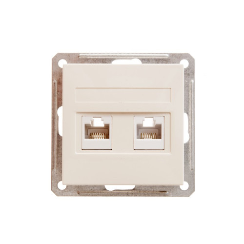 W59 РОЗЕТКА двойная компьютерная RJ45+RJ45 кат. 5e, механизм, СЛОНОВАЯ КОСТЬ