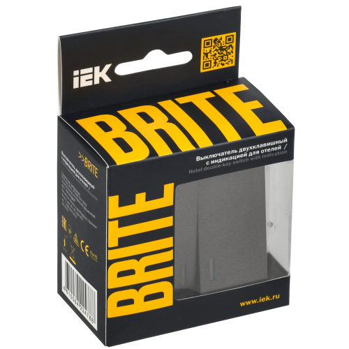BRITE Выключатель 2-клавишный с индикацией для отелей 10А ВС10-2-9-БрТБ темная бронза IEK