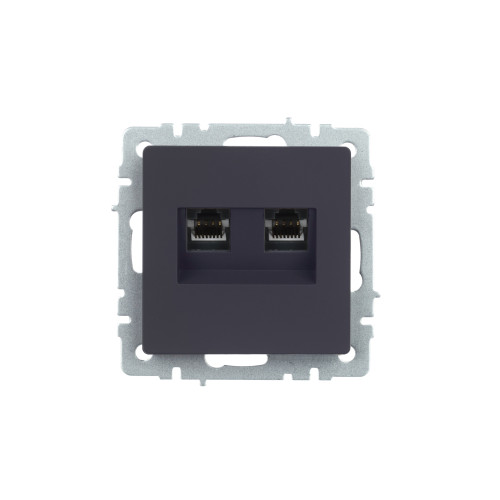 BRITE Розетка двойная RJ11+RJ45 кат.5E РК/Т12-БрГ графит IEK BRITE Розетка двойная RJ11+RJ45 кат.5E РК/Т12-БрГ графит IEK