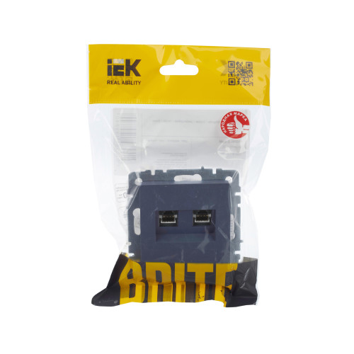 BRITE Розетка компьютерная двойная RJ45 кат.5E РК10-2-БрМ маренго IEK BRITE Розетка компьютерная двойная RJ45 кат.5E РК10-2-БрМ маренго IEK