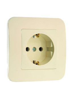 Розетка 1-м СП Lillium 16А IP20 с заземл. крем./крем. Makel 70228