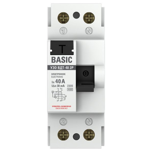 ВДТ ВДТ-40 2P 40А 30мА тип АС эл. 4,5кА BASIC ВДТ ВДТ-40 2P 40А 30мА тип АС эл. 4,5кА BASIC