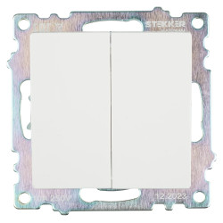 Выключатель 2-клавишный (механизм), STEKKER GLS10-7104-01, 250V, 10А, серия Катрин, белый
