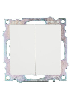 Выключатель 2-клавишный (механизм), STEKKER GLS10-7104-01, 250V, 10А, серия Катрин, белый
