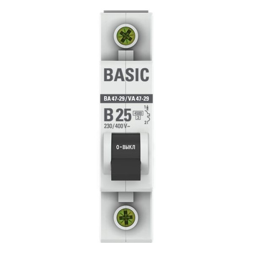 Авт. выкл. ВА 47-29 1P 25А (B) 4,5кА BASIC Авт. выкл. ВА 47-29 1P 25А (B) 4,5кА BASIC