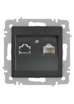 Розетка компьютерная 1-м СП Accent 6-303-07 RJ45 IP20 графит Intro Б0063638