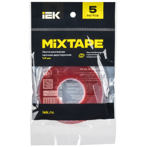 MIXTAPE PRO Лента монтажная прочная двусторонняя 1х9мм 5м IEK MIXTAPE PRO Лента монтажная прочная двусторонняя 1х9мм 5м IEK
