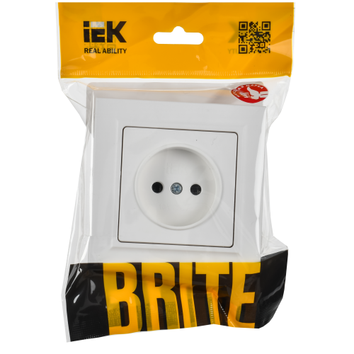 BRITE Розетка 1-местная без заземления без защитных шторок 10А в сборе РСР10-1-0-БрАБ арктический белый IEK BRITE Розетка 1-местная без заземления без защитных шторок 10А в сборе РСР10-1-0-БрАБ арктический белый IEK