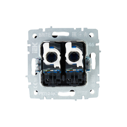 BRITE Розетка компьютерная двойная RJ45 кат.6 РК11-2-БрС сталь IEK