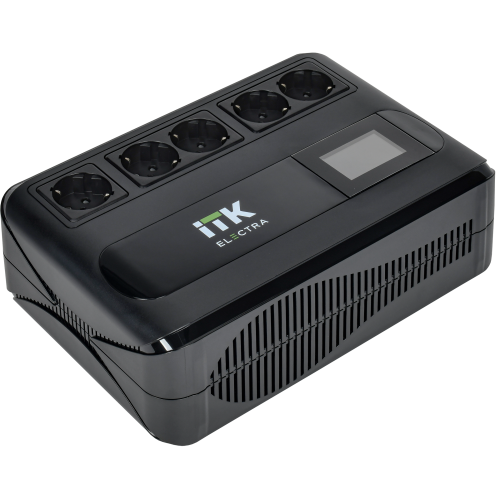 ITK ELECTRA LT5 ИБП однофазный линейно-интерактивный 1000ВА/600Вт 5хSchuko LCD дисплей АКБ 1х9AH USB+USB Charge RJ45/11