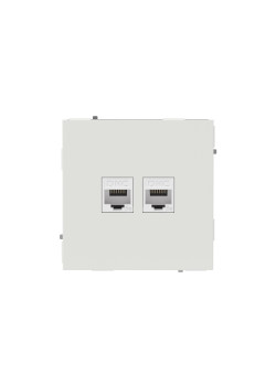 Компьютерная розетка RJ-45 без шторки, кат.5е двойная, KANT, белый песок