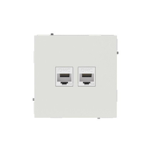 Компьютерная розетка RJ-45 без шторки, кат.5е двойная, KANT, белый песок