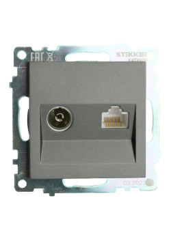 Розетка TV + компьютерная RJ-45 (механизм), серия Катрин, графит, GLS00-7106-06