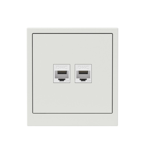 Компьютерная розетка RJ-45 без шторки, кат.5е двойная, KANT, белый песок