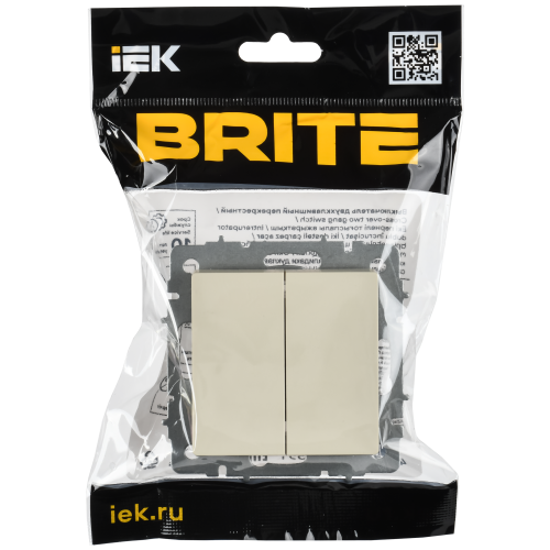 BRITE Выключатель 2-клавишный перекрестный 10А ВС10-2-3-БрКр бежевый IEK BRITE Выключатель 2-клавишный перекрестный 10А ВС10-2-3-БрКр бежевый IEK