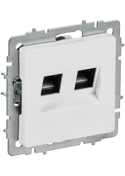 BRITE Розетка компьютерная двойная кат.5E RJ45 РК10-2-БрАБ арктический белый IEK