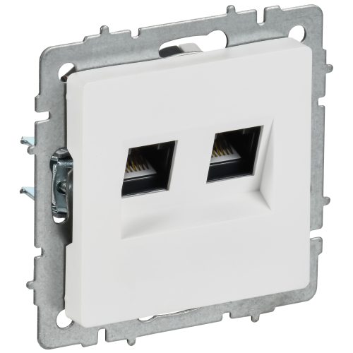 BRITE Розетка компьютерная двойная кат.5E RJ45 РК10-2-БрАБ арктический белый IEK