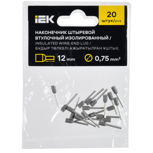 Наконечник НШВИ 0,75-12 серый (20шт/упак) IEK