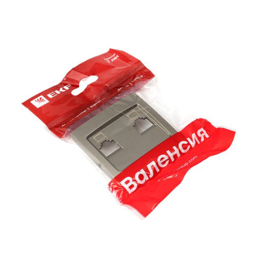 Валенсия лиц. панель розетки RJ-45 2-местная кашемир EKF