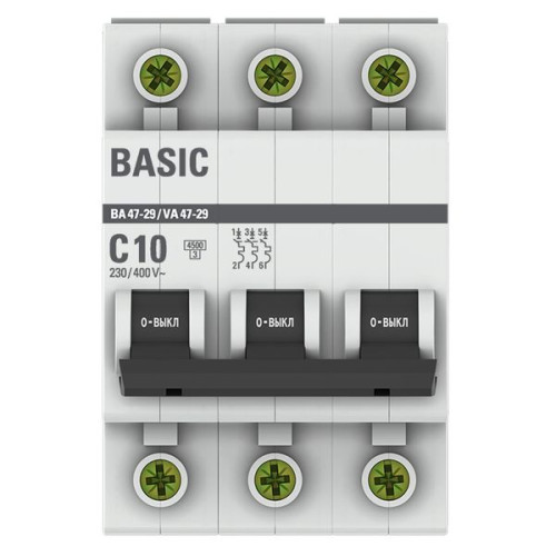Авт. выкл. ВА 47-29 3P 10А (C) 4,5кА BASIC Авт. выкл. ВА 47-29 3P 10А (C) 4,5кА BASIC