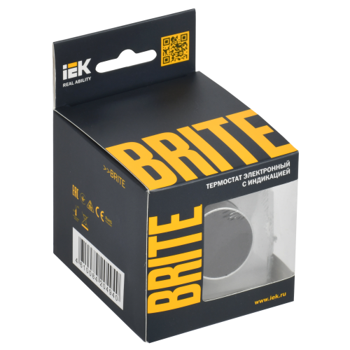 BRITE Термостат электронный с индикацией ТС10-1-БрА алюминий IEK