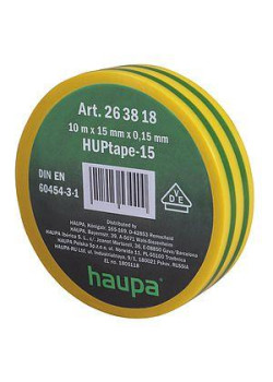 Изолента ПВХ 19мм (рул.20м) d74мм желт./зел. HAUPA 263860