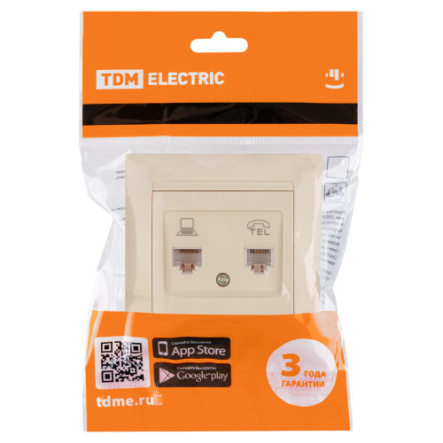 Розетка телефонная RJ11 + компьютерная RJ45 сл. кость Розетка телефонная RJ11 + компьютерная RJ45 сл. кость