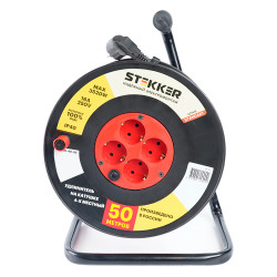 Удлинитель на катушке Stekker Standart  STD01-40-50 (ТЕН303-197) 4-х местный с/з ПВС 3*1.5мм2, оранжевый, 16А, IP40, 50м