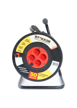 Удлинитель на катушке Stekker Standart  STD01-40-50 (ТЕН303-197) 4-х местный с/з ПВС 3*1.5мм2, оранжевый, 16А, IP40, 50м
