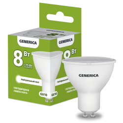 Лампа светодиодная PAR16 софит 8Вт 230В 4000К GU10 GENERICA
