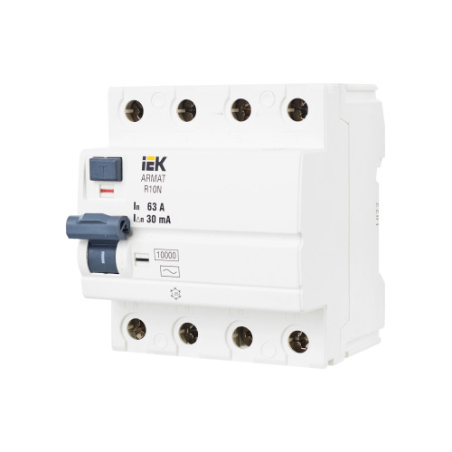 ARMAT Выключатель дифференциального тока R10N 4P 63А 30мА тип AC IEK ARMAT Выключатель дифференциального тока R10N 4P 63А 30мА тип AC IEK