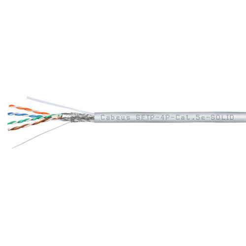 Кабель витая пара SF/UTP кат.5E 4х2х24AWG solid PVC нг(А)-LS SFTP-4P-Cat.5e-SOLID-GY сер. (уп.305м) Cabeus 7174c Кабель витая пара SF/UTP кат.5E 4х2х24AWG solid PVC нг(А)-LS SFTP-4P-Cat.5e-SOLID-GY сер. (уп.305м) Cabeus 7174c