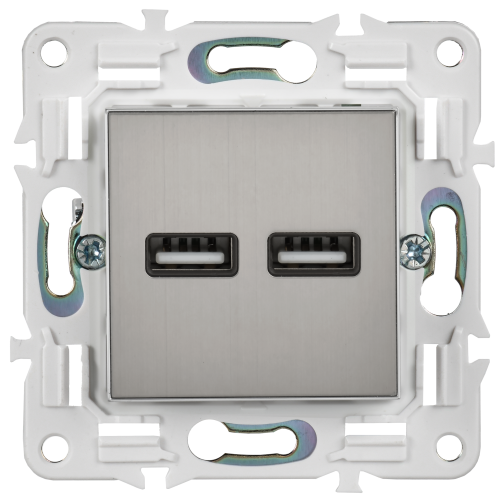 SKANDY Розетка USB A+A 3,1А SK-R15N металл никель IEK SKANDY Розетка USB A+A 3,1А SK-R15N металл никель IEK