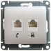 GLOSSA РОЗЕТКА двойная RJ11+RJ45 кат.5e, механизм, ПЕРЛАМУТР GLOSSA РОЗЕТКА двойная RJ11+RJ45 кат.5e, механизм, ПЕРЛАМУТР