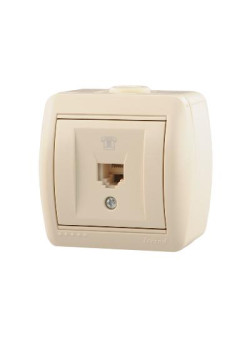 Розетка телефонная 1-м ОП Nata RJ11 16А IP20 евро стандарт крем. LEZARD 710-0300-137