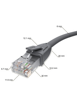 Greenconnect RJ45(m) - RJ45(m) Cat.6 UTP  2м серый