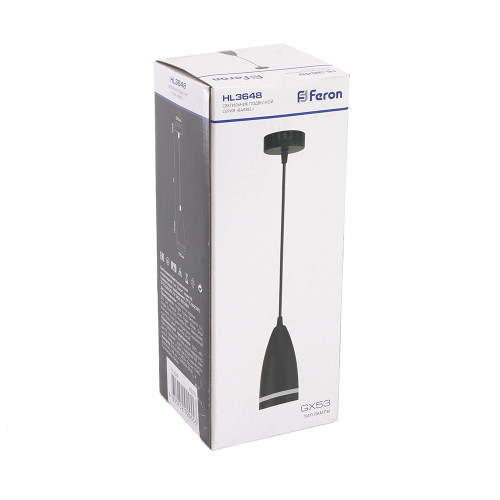 Светильник потолочный Feron HL3648 на подвесе GX53 15W 230V, черный 85*160 Светильник потолочный Feron HL3648 на подвесе GX53 15W 230V, черный 85*160
