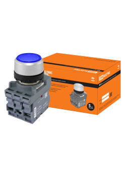 Кнопка с фиксацией MP2-21L(LED) в сборе d22мм/24В 1з+1р синяя TDM