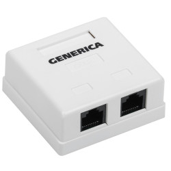 Розетка информационная настенная/ Розетка информационная настенная RJ45 категории 5Е UTP 2 порта GENERICA